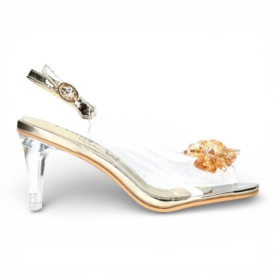 Laura Vita Damen-Sandalen Mira 01, durchsichtig-golden, zum Hineinschlüpfen, Cinderella-Absatz - Image 1