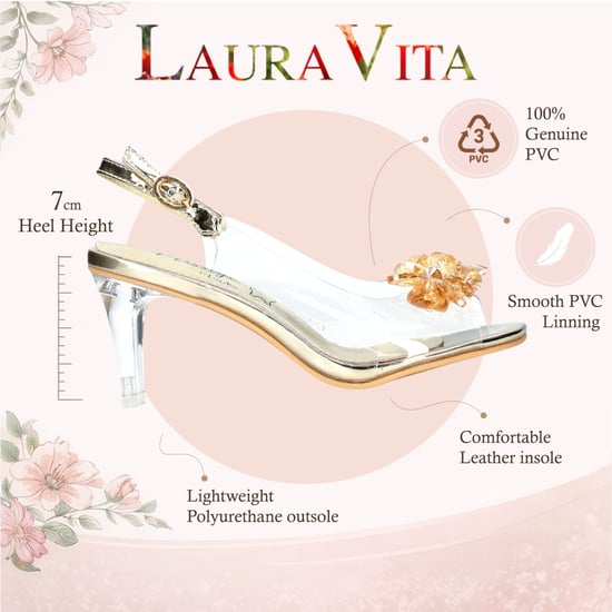 Laura Vita Damen-Sandalen Mira 01, durchsichtig-golden, zum Hineinschlüpfen, Cinderella-Absatz - Image 2