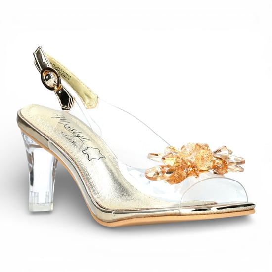 Laura Vita Damen-Sandalen Mira 01, durchsichtig-golden, zum Hineinschlüpfen, Cinderella-Absatz - Image 4