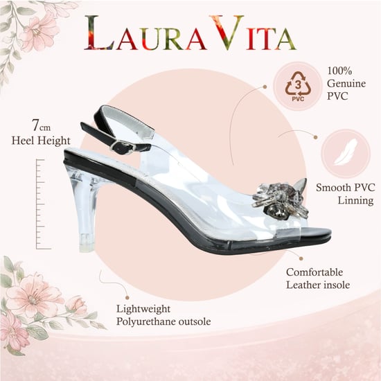 Laura Vita Damen-Sandalen Mira 01, durchsichtig schwarz, zum Hineinschlüpfen, Cinderella-Absatz - Image 2
