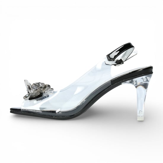 Laura Vita Damen-Sandalen Mira 01, durchsichtig schwarz, zum Hineinschlüpfen, Cinderella-Absatz - Image 5