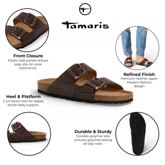 Tamaris Herren-Sandalen aus braunem Leder mit Fußbett - Image 2