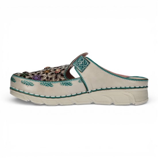 Laura Vita Damen-Sandalen Dorry 01 mit floralem Muster und Keilabsatz aus blauem Leder - Image 5