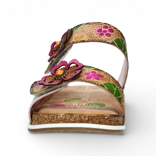 Laura Vita Damen-Sandalen Brcyano 32, weiß, mit Blumenmuster, aus Leder, Riemchen - Image 4