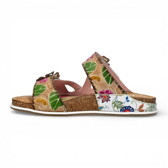Laura Vita Damen-Sandalen Brcyano 32, weiß, mit Blumenmuster, aus Leder, Riemchen - Image 5
