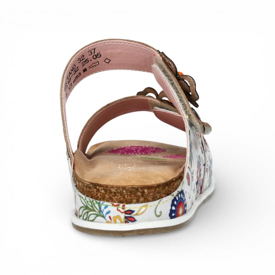 Laura Vita Damen-Sandalen Brcyano 32, weiß, mit Blumenmuster, aus Leder, Riemchen - Image 6