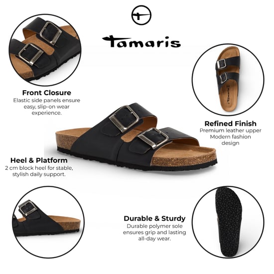Tamaris Herren-Sandalen aus schwarzem Leder mit Fußbett - Image 2