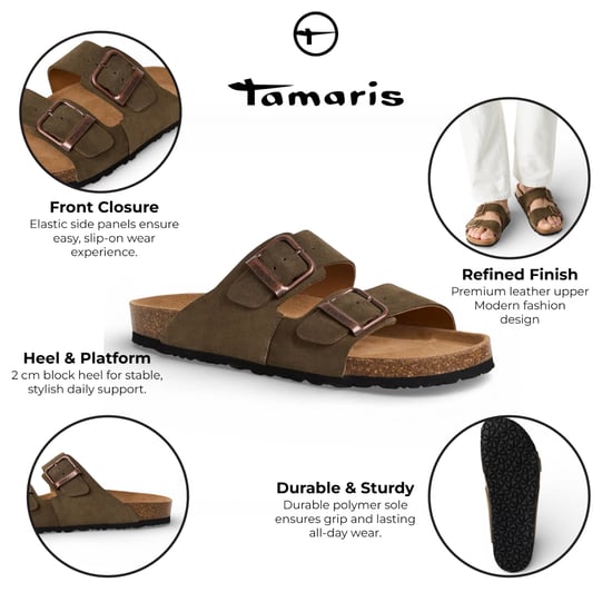 Tamaris Herren-Sandalen aus olivgrünem Leder mit Fußbett - Image 2
