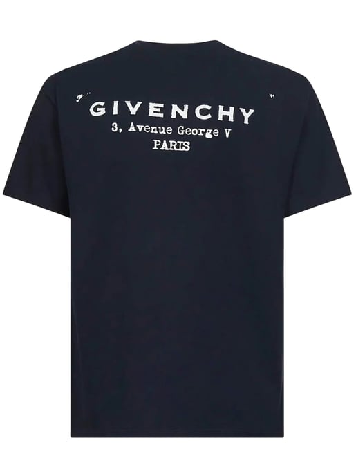 Stempel-Druck T-Shirt in Marineblau - Image 1
