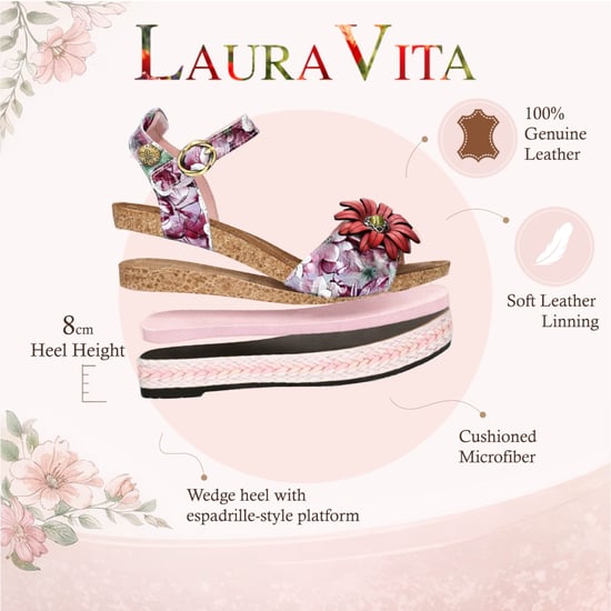 Laura Vita Damen-Espadrilles Facyo 75, lila-violett, mit Blumenmuster, aus Leder, Keilabsatz - Image 2