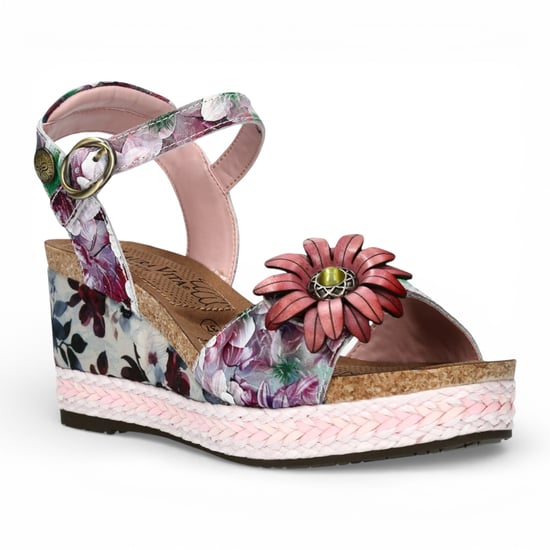 Laura Vita Damen-Espadrilles Facyo 75, lila-violett, mit Blumenmuster, aus Leder, Keilabsatz - Image 3
