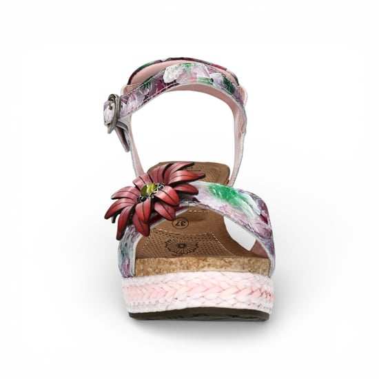 Laura Vita Damen-Espadrilles Facyo 75, lila-violett, mit Blumenmuster, aus Leder, Keilabsatz - Image 4
