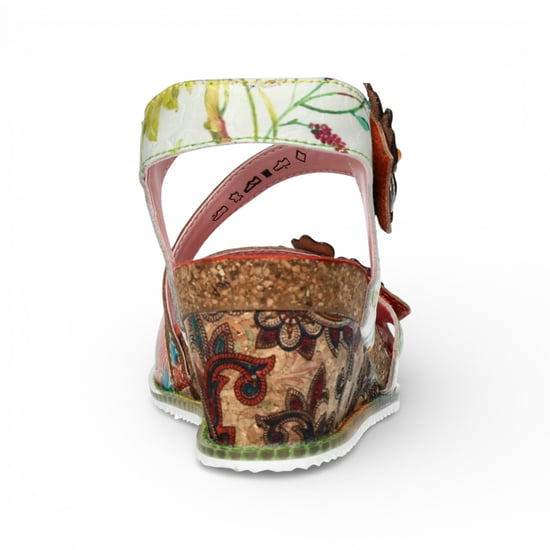 Laura Vita Damen-Espadrilles „Bonito 32“ aus orangefarbenem Leder mit Blumenmuster und Keilabsatz - Image 6
