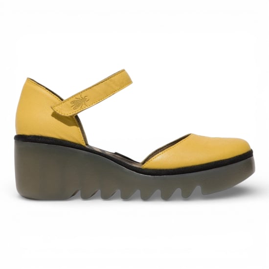 Fly London Damen-Keilsandalen BISO305FLY aus gelbem Wildleder - Image 1