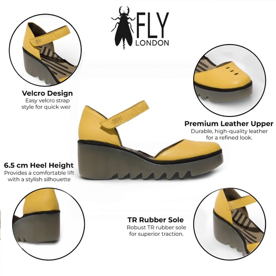 Fly London Damen-Keilsandalen BISO305FLY aus gelbem Wildleder - Image 2