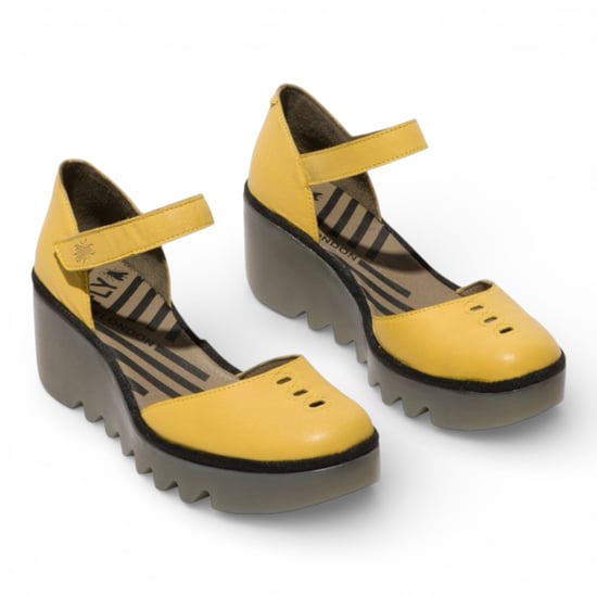 Fly London Damen-Keilsandalen BISO305FLY aus gelbem Wildleder - Image 3