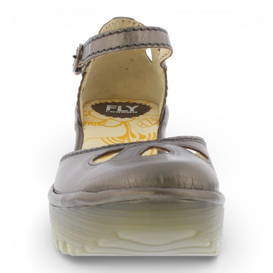 Fly London Damen-Keilsandalen „Yuna“ aus bronzebraunem Leder - Image 3