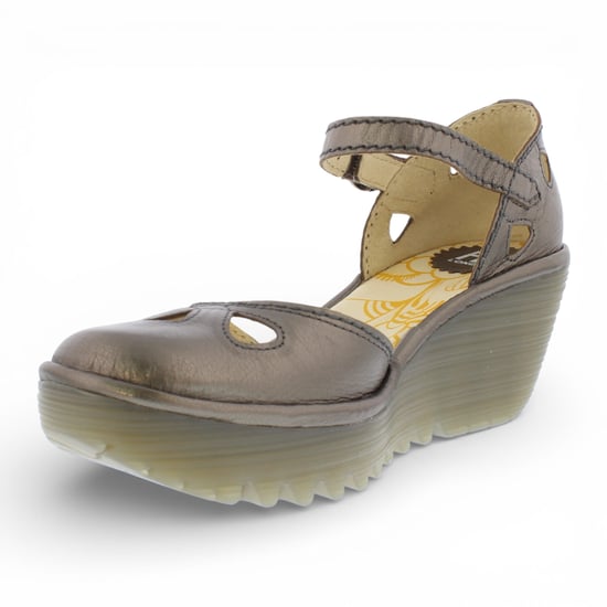 Fly London Damen-Keilsandalen „Yuna“ aus bronzebraunem Leder - Image 4