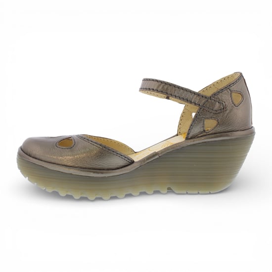 Fly London Damen-Keilsandalen „Yuna“ aus bronzebraunem Leder - Image 5