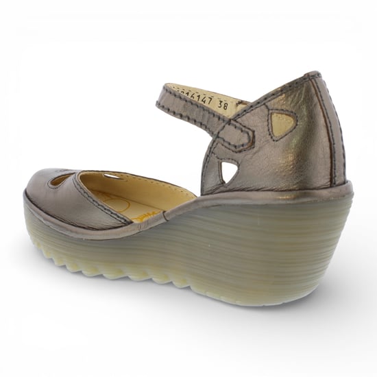 Fly London Damen-Keilsandalen „Yuna“ aus bronzebraunem Leder - Image 6