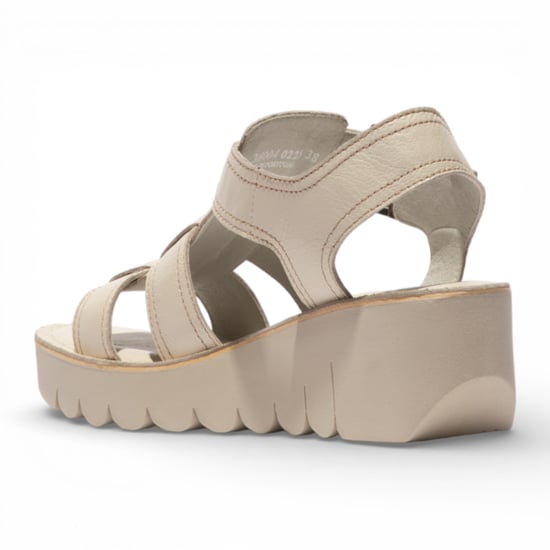 Fly London Damen-Keilsandalen YUDD236FLY aus cremefarbenem Leder - Image 3