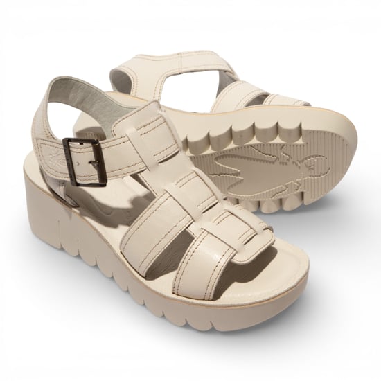 Fly London Damen-Keilsandalen YUDD236FLY aus cremefarbenem Leder - Image 4