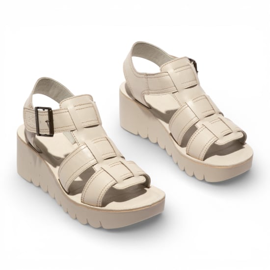 Fly London Damen-Keilsandalen YUDD236FLY aus cremefarbenem Leder - Image 5