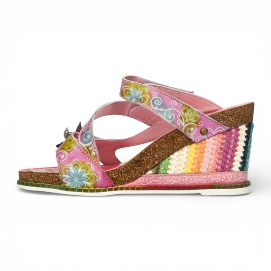 Laura Vita Damen Balade 32 Rosenrosa Espadrille-Sandalen aus Leder mit Keilabsatz und Blumenmuster - Image 5