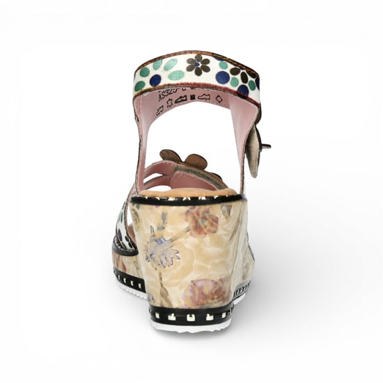Laura Vita Damen Ballon 08 Beige Espadrille-Sandalen aus Leder mit Keilabsatz und Blumenmuster - Image 6