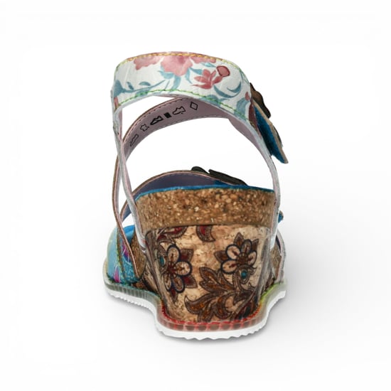 Laura Vita Damen-Espadrilles „Bonito 32“ aus türkisblauem Leder mit Blumenmuster und Keilabsatz - Image 6