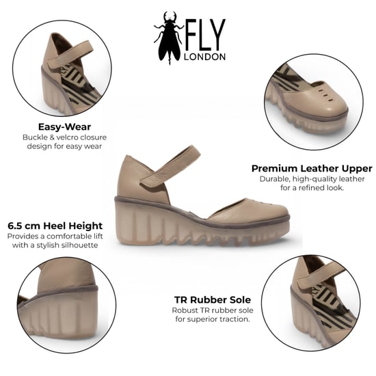 Fly London Damen-Keilsandalen BISO305FLY aus taupefarbenem Wildleder - Image 2