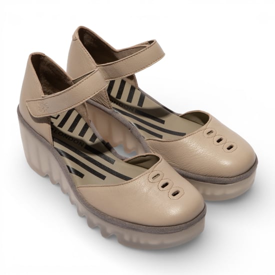 Fly London Damen-Keilsandalen BISO305FLY aus taupefarbenem Wildleder - Image 5