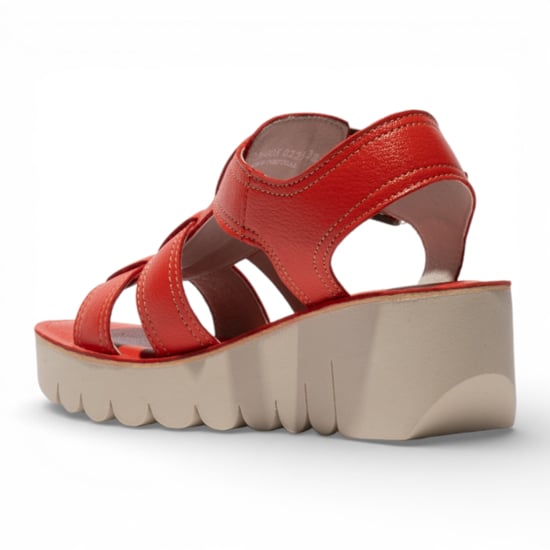 Fly London Damen-Keilsandalen YUDD236FLY aus rotem Leder, Modell Devil Red - Image 3