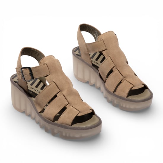 Fly London Damen-Keilsandalen BAIC621FLY aus taupefarbenem Wildleder - Image 3