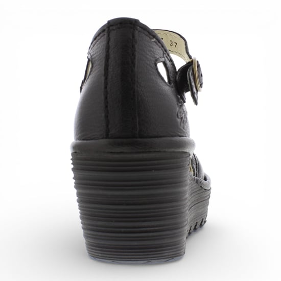 Fly London Damen-Keilsandalen „Yuna“ aus schwarzem Leder - Image 4