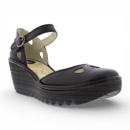 Fly London Damen-Keilsandalen „Yuna“ aus schwarzem Leder - Image 5