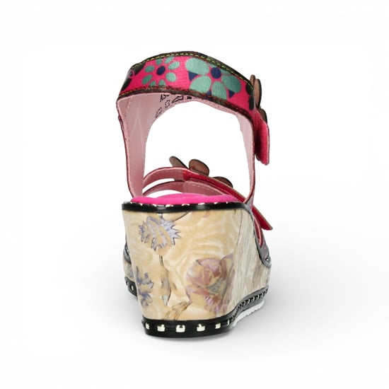Laura Vita Damen Ballon 08 Espadrilles-Sandalen aus fuchsiafarbenem Leder mit Blumenmuster und Keilabsatz - Image 6