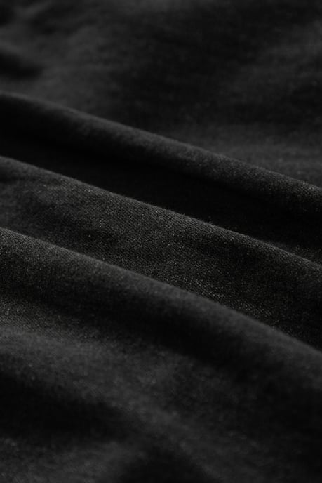 Schwarzes Puffärmel V-Ausschnitt gestuftes Rüschenshirt Chambray Minikleid - Image 4