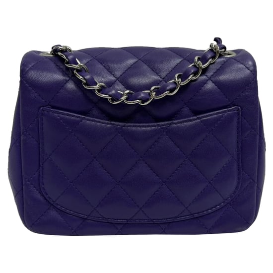Chanel Mini Classic Square Flap Schultertasche aus lila Lammleder - Image 3