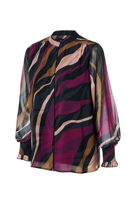Caylee Bluse mit Print, Dunkelbeere - Image 3