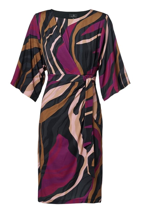 Kleid mit Mailänder Print, Dunkelbeere - Image 2