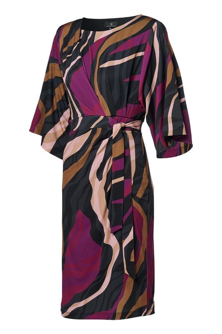 Kleid mit Mailänder Print, Dunkelbeere - Image 3