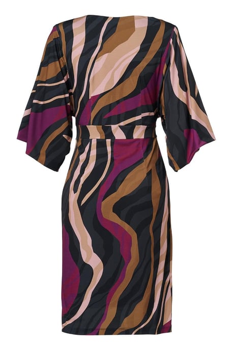Kleid mit Mailänder Print, Dunkelbeere - Image 4
