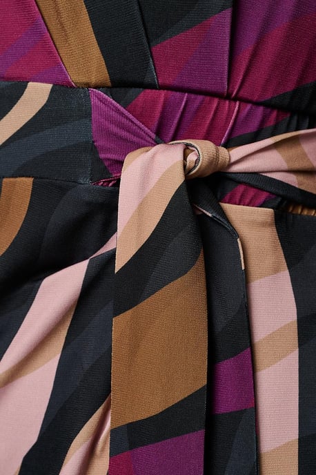 Kleid mit Mailänder Print, Dunkelbeere - Image 5