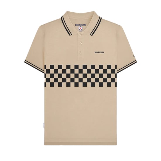 Lambretta - "SS25" Poloshirt Mit kontrastfarbenen Streifen für Herren (Steinfarben/Schwarz) - Image 1