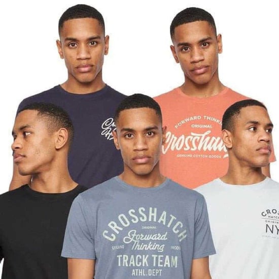 Crosshatch - "Brandax" T-Shirt für Herren (5er-Pack) (Marine/Orange/Schwarz/Grau meliert/Grau meliert/Weiß/Weiß) - Image 1