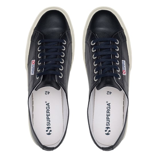 Superga - Damen Sneaker "2750", Metallic, Leder (Schwarz metallic/Naturweiß) - Image 3