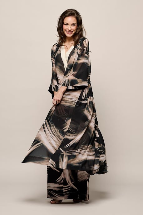 Isla-Print-Kaftan Schwarz/Cremeweiß - Image 2