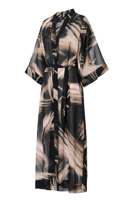 Isla-Print-Kaftan Schwarz/Cremeweiß - Image 4