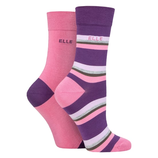2er-Pack Damen Baumwollsocken mit Streifen und unifarben - Weicher atmungsaktiver Alltagskomfort - Image 1
